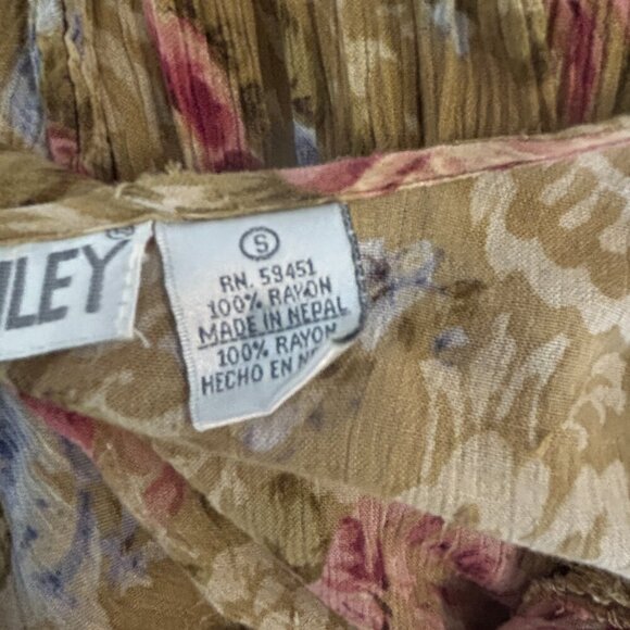 Jane Ashley Vintage 90s Gold Beaded Floral Grunge Back Tie Dress Size Small - Picture 2 of 13